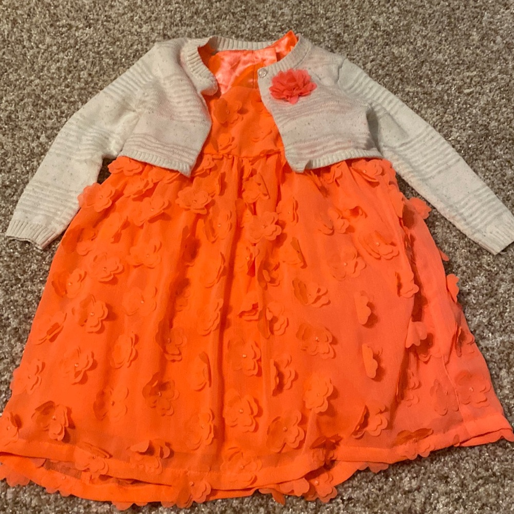 Fancy orange dress with flowers